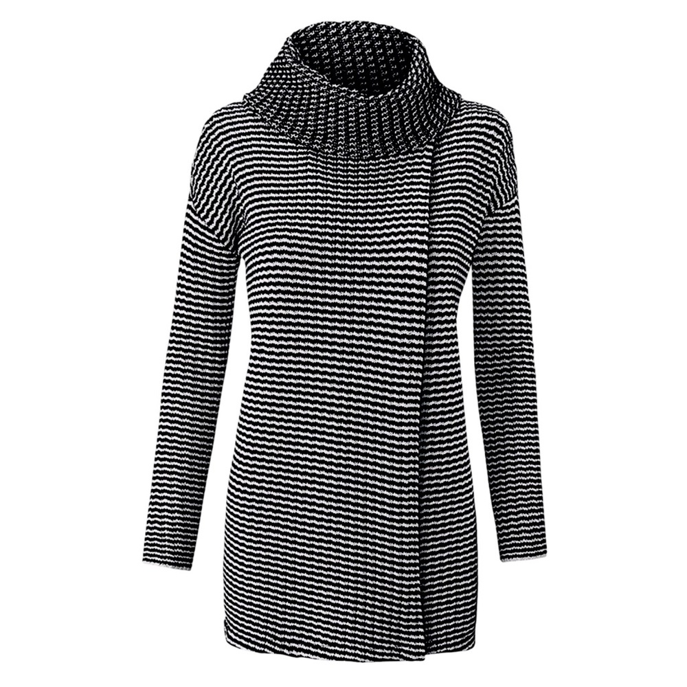 NWT CAbi Fergie Turtleneck Sweater Knit Pullover Black White NEW Size XXS